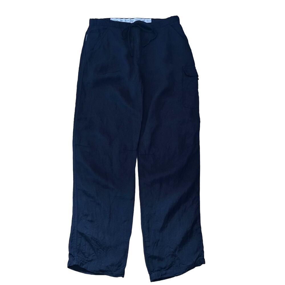 Armani Jeans Viscose Linen Blend Cargo Pants Navy Made in Italy Size US 10 - Picture 1 of 12